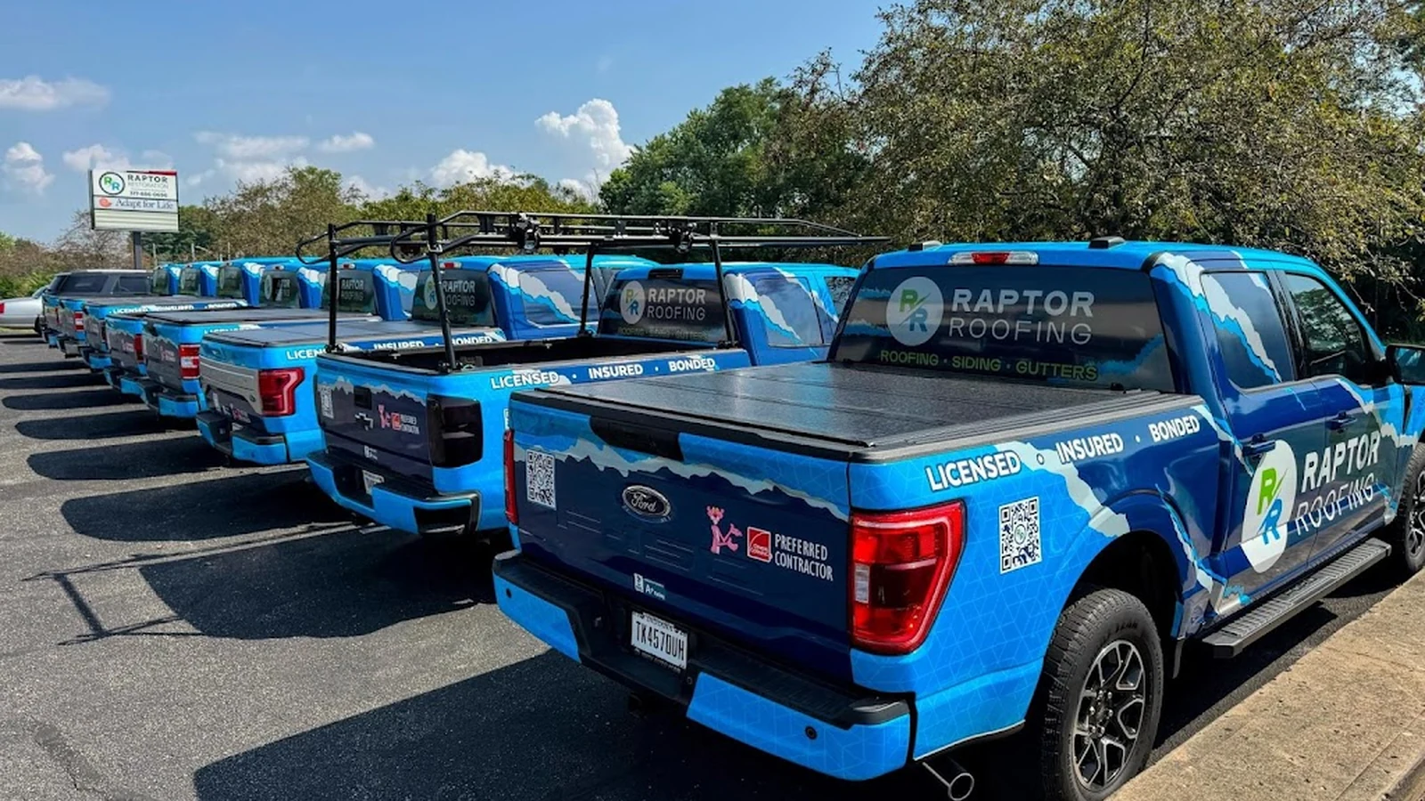 Raptor Roofing fleet trucks